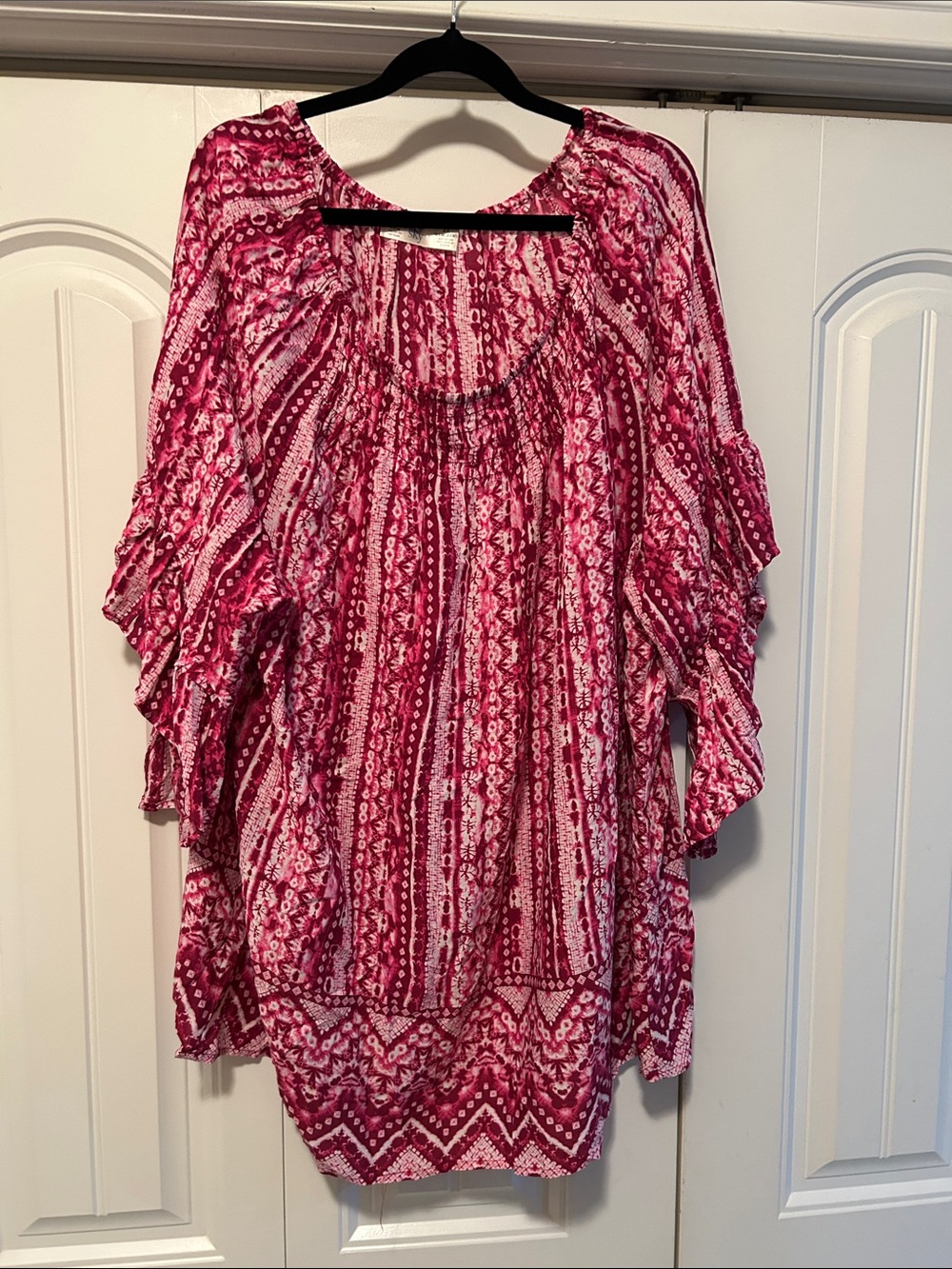 Terra & Sky Pink Patterned Peasant Tunic Top